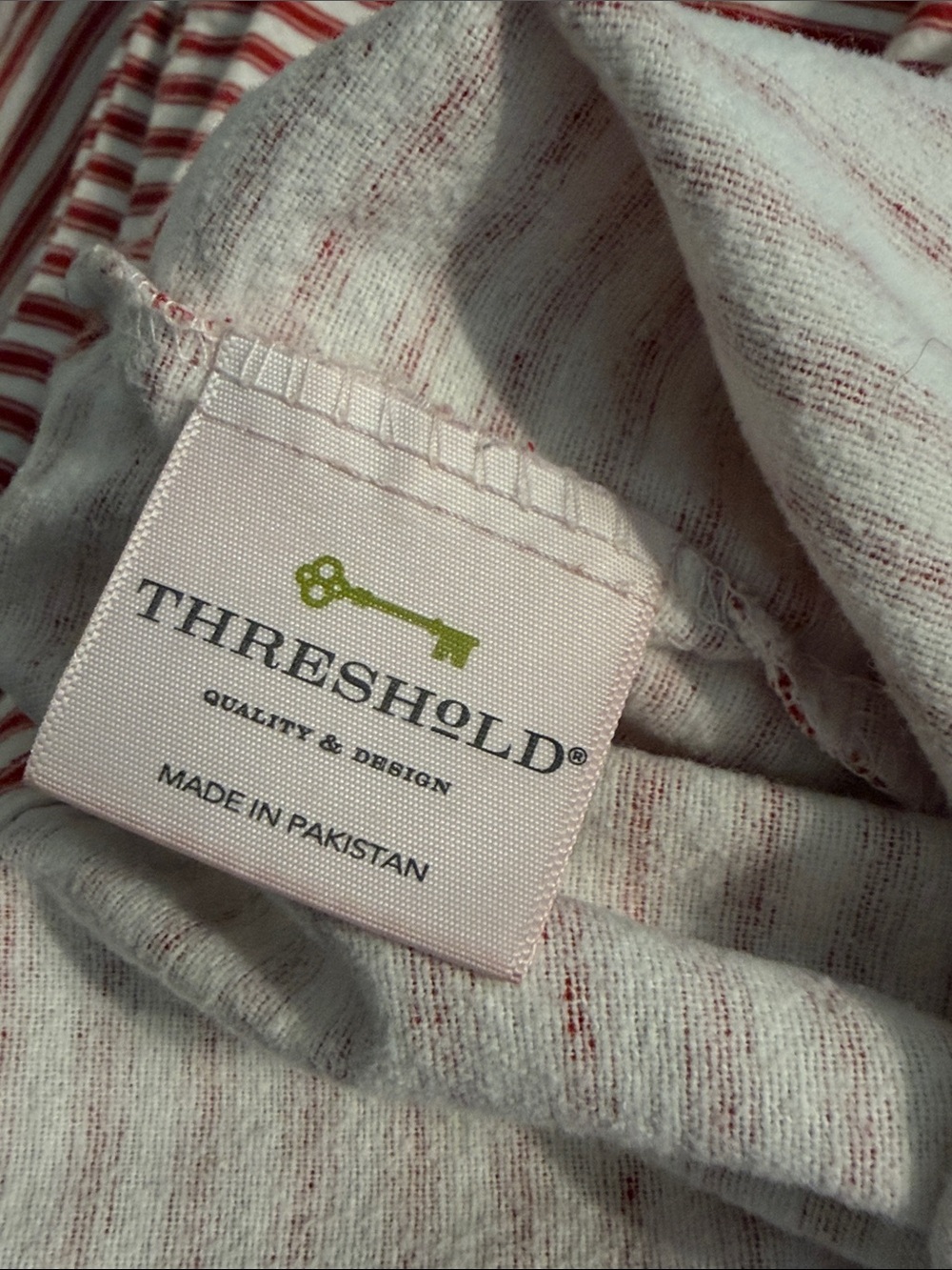 Threshold Red White Striped Flannel KING Bedding Set flat fitted 2 shams Holiday - Picture 2 of 4